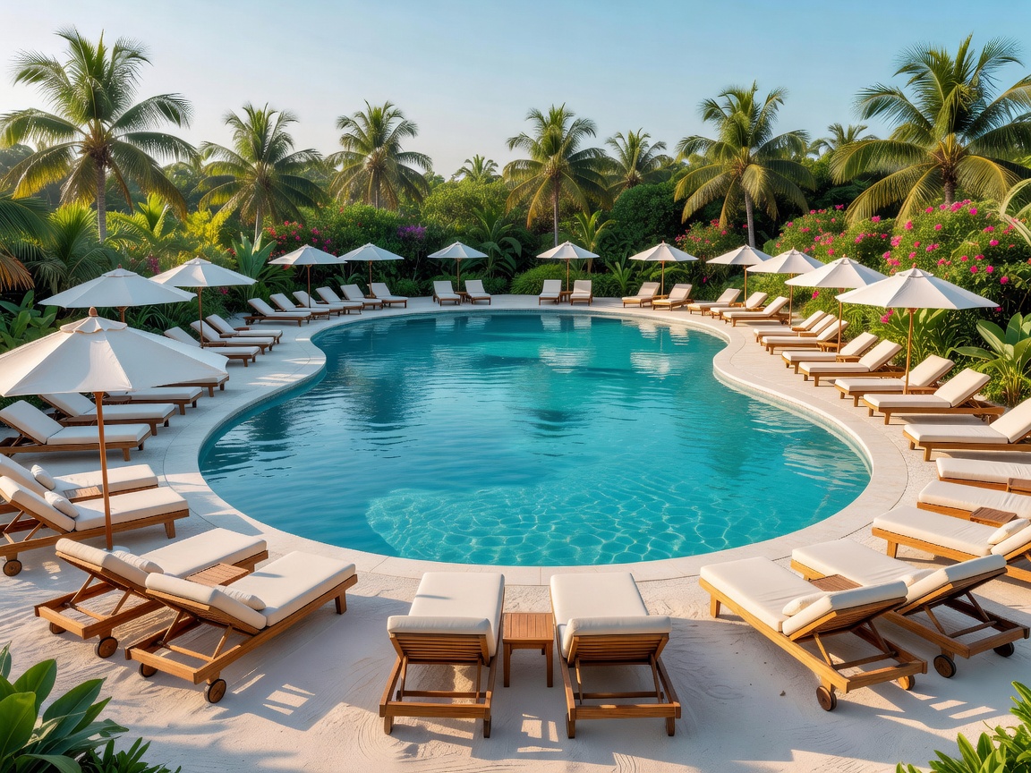 Blue lagoon pool with sun loungers