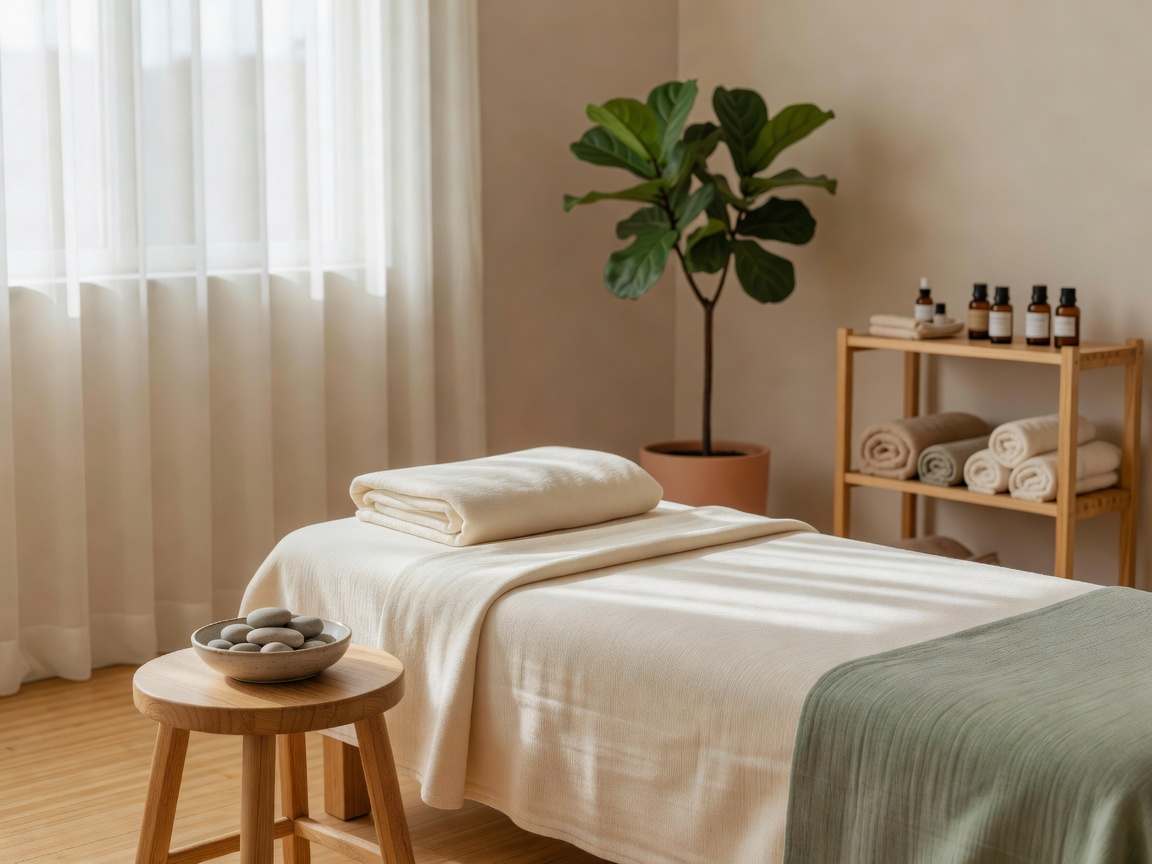 Calm wellness room with natural light